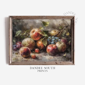 Vintage Fruit Digital Print, Wall Art Printable, Country Kitchen Decor, Antique Fruit Digital Painting, Farmhouse Still Life Wall Art, 237