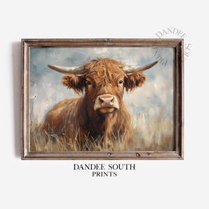 Rustic Highland Cow Digital Wall Art, Printable Farmhouse Art, Highland Cow Print, Rustic Country Farmhouse Decor, Digital Download, 176