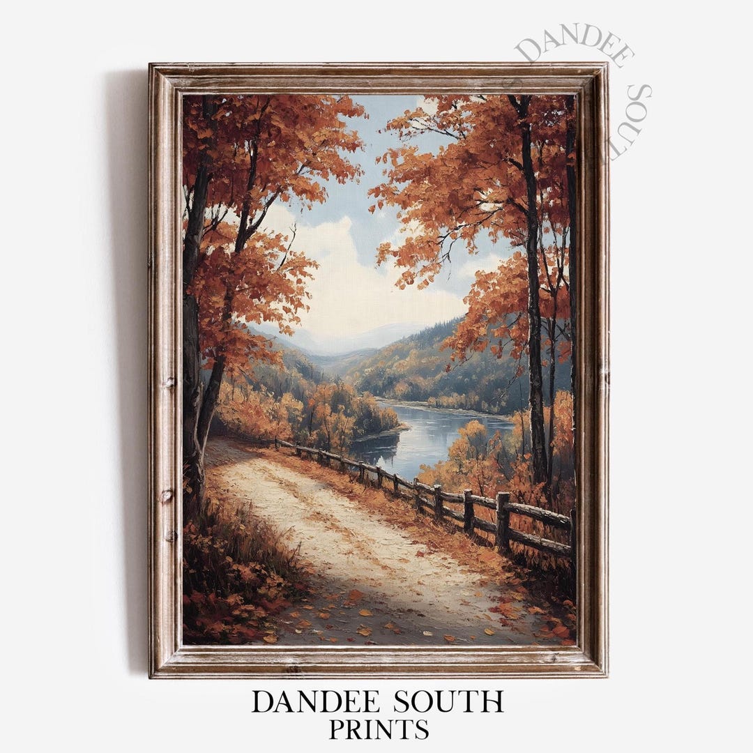 Fall Landscape Digital Wall Art, Vintage Autumn Printable Wall Art ...