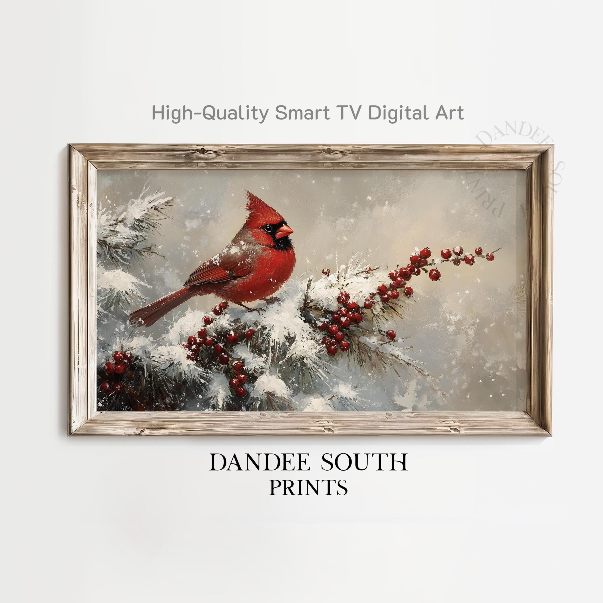 Red Cardinal TV Art for Frame-style Tvs, Smart TV Digital Art