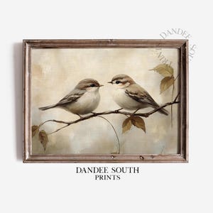 Vintage Spring Bird Digital Wall Art, Vintage Bird Wall Art Printable, Neutral Wall Art, Farmhouse Decor, Nature Digital Oil Painting, 399