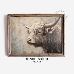 Rustic Highland Cow Digital Wall Art, Printable Farmhouse Wall Art, Highland Cow Print, Rustic Country Farmhouse Decor, Digital Art, 173