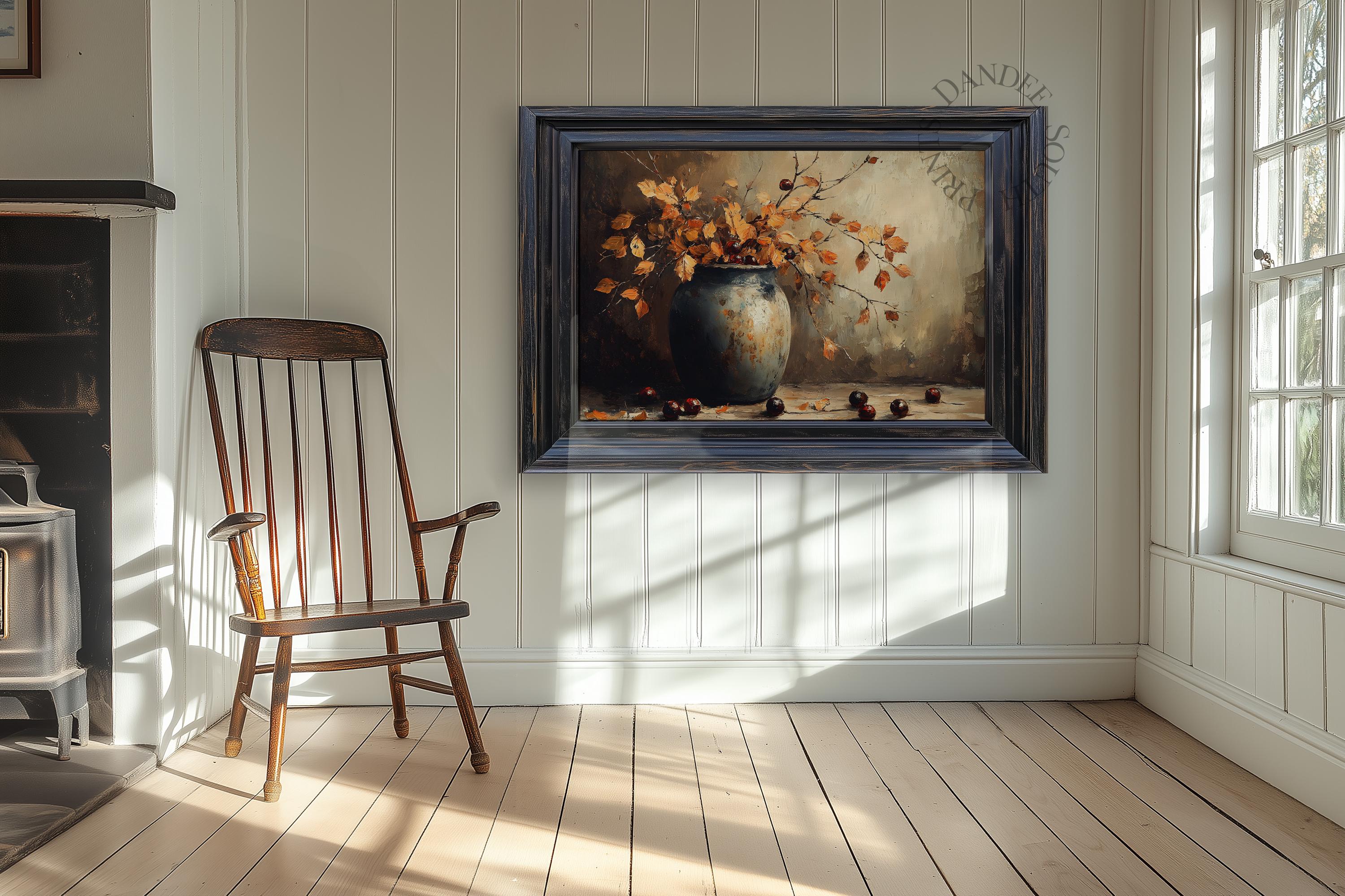 Rustic Fall Floral Digital Wall Art Printable, Vintage Autumn Farmhouse ...