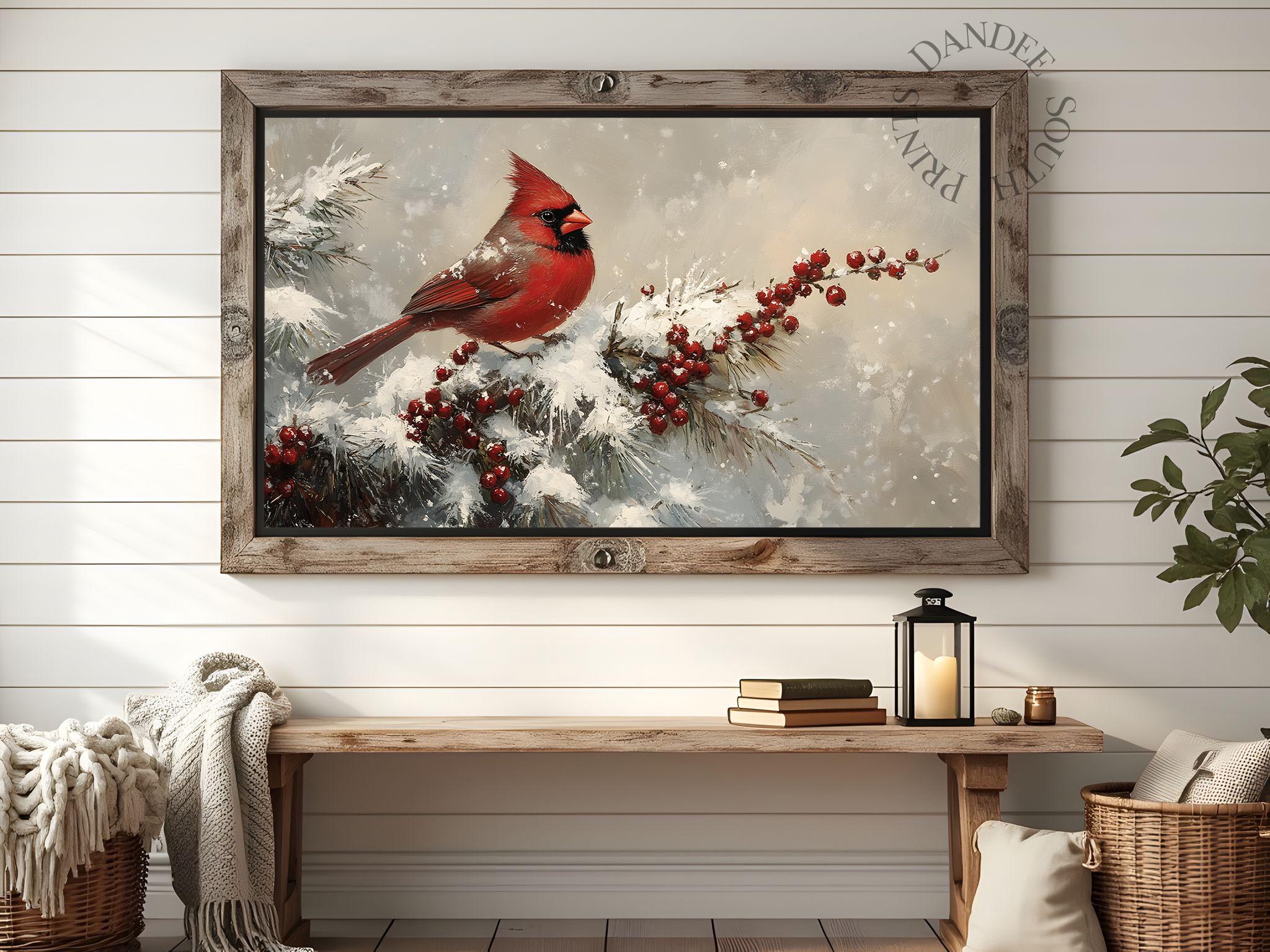 Red Cardinal TV Art for Frame-style Tvs, Smart TV Digital Art