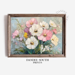 Wildflowers Digital Wall Art, Spring Floral Printable Wall Art, Countryside Print, Floral Cottagecore Wall Decor, Landscape Wall Art, 133