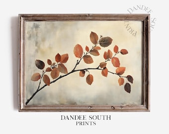 Rustic Fall Branch With Leaves Wall Art Printable, Vintage Autumn Digital Wall Art, Farmhouse Wall Decor, Thanksgiving Print, Wall Decor 568