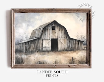 Rustic Barn Digital Wall Art, Old Barn, Rural Landscape Printable, Rustic Farmhouse Wall Decor, Vintage Countryside Home Wall Decor, 234