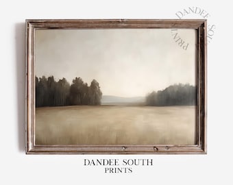Neutral Landscape Printable Wall Art, Rustic Digital Oil Painting, Vintage Style Home Decor, Digital Wall Art, Rural Landscape Wall Art, 305