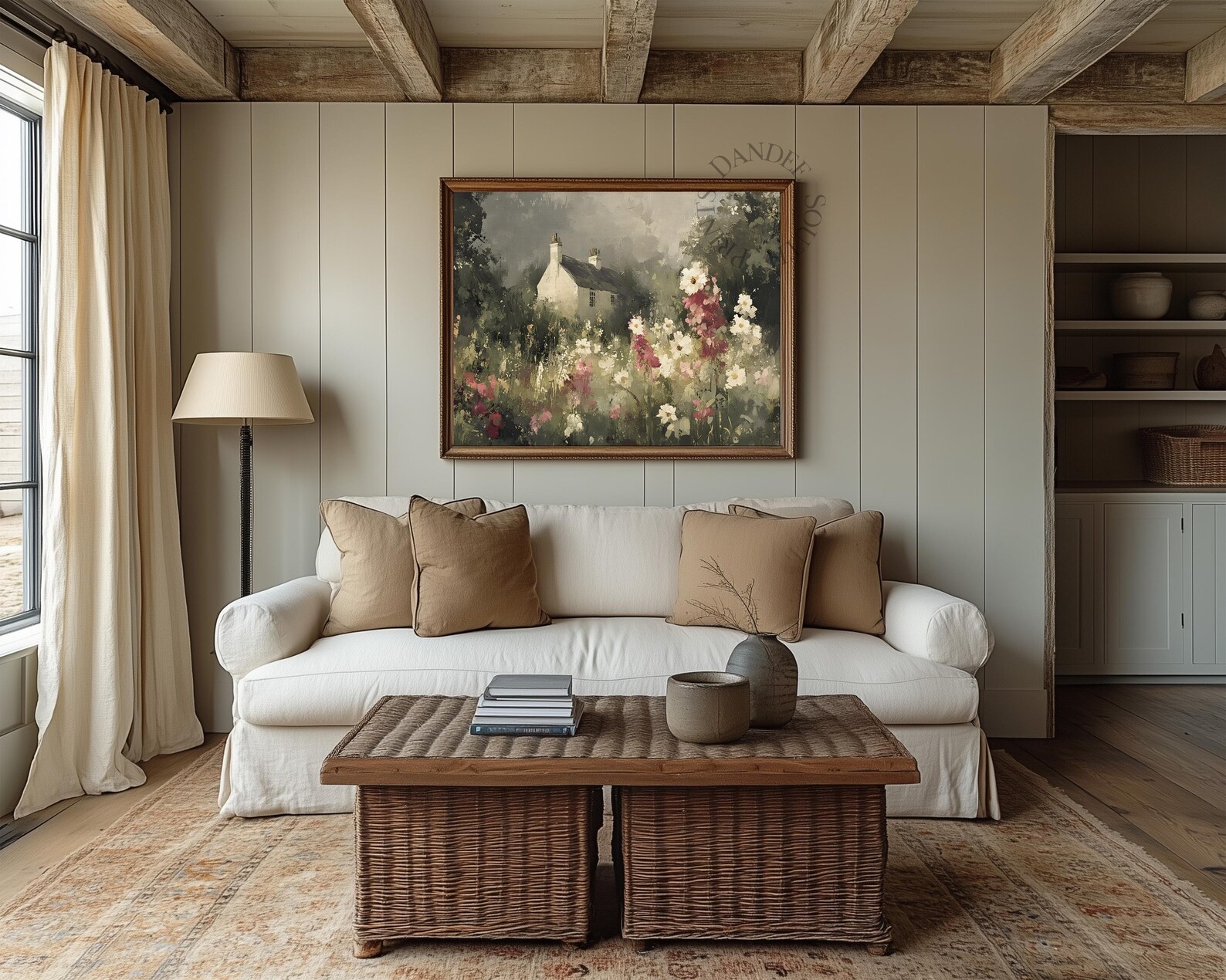 Printable Cottage Garden Wall Art, Landscape Digital Painting ...