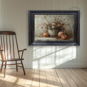 Rustic Fall Digital Wall Art Printable, Autumn Wildflowers and Pumpkins ...