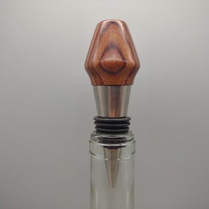 Kingwood Wine Bottle Stopper, Wine Bottle Stopper, Stainless Steel Bottle Stopper, Wine Accessories, Bar Accessories, Barware, Wood Turned