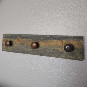 Wood coat rack with wood drawer pull knobs - Rustic, Modern, Farmhouse, Mudroom, Entryway, Bedroom, Hallway, Bathroom, Wall Decor, Coat Rack