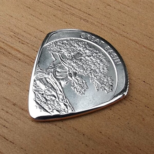 Premium Coin Guitar Pick - Handmade with a 2013 Great Basin Quarter