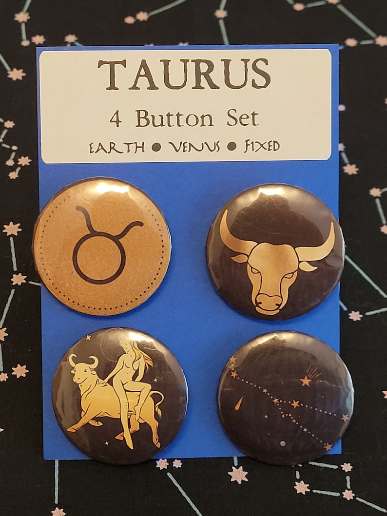 Taurus Zodiac Button Set - 4 1.25