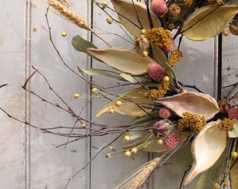 Autumn Hedgerow Wreath - Autumn Wreath - Fall Wreath - Dried Flower Wreath