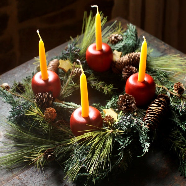 Advent Apple Wreath - Waldorf Advent Spiral - Apple Candle Wreath - Christmas Candle Wreath