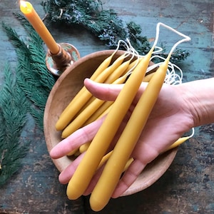 Hand-dipped Beeswax Candles - 7 inch - Set of 2
