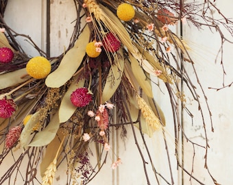 Spring Meadow Wreath - Spring Wreath - Summer Wreath - Dried Flower Wreath