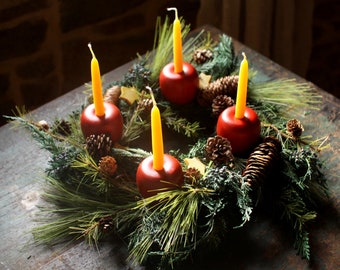 Advent Apple Wreath - Advent Wreath - Christmas Table Centerpiece