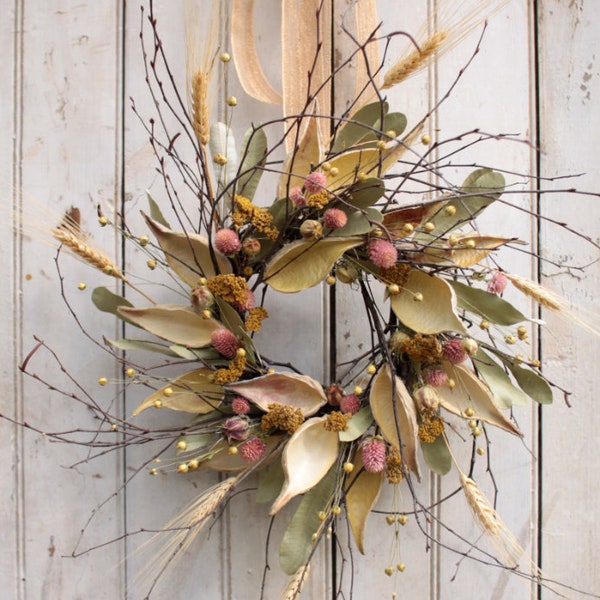 Autumn Hedgerow Wreath - Autumn Wreath - Fall Wreath - Dried Flower Wreath