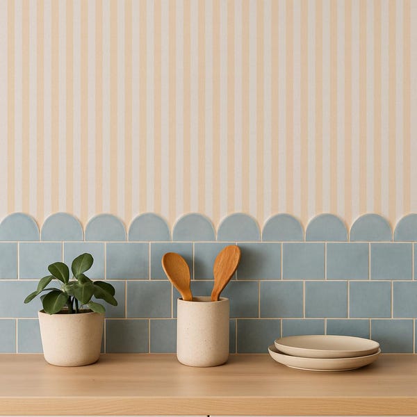 Papel tapiz de rayas amarillo mantequilla: pequeñas rayas de 1,27 cm, autoadhesivas, para una decoración moderna de cocina estilo cabaña.