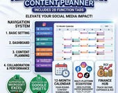 Social Media Content Planner | Monthly  Yearly Calendar | Instagram TikTok Planner | Google Sheets & Excel Template | Content Tracker