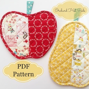 Orchard Hot Pads ~ Apple & Pear  ~   PDF Pattern