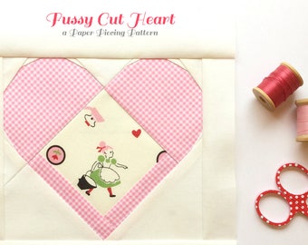 Fussy Cut Heart, a Paper Piecing Pattern