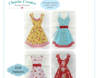 Vintage Dresses, Paper Piecing Pattern