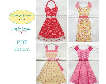 Vintage Dresses 2, Paper Piecing Pattern