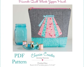 Favorite Quilt Block Zipper Pouch, a PDF Pattern