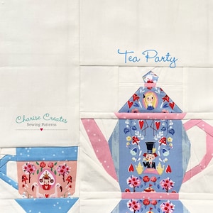 Tea Party Paper Pieced Pattern, Teapot and Teacup image 1