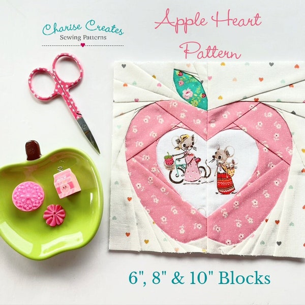 Apple Heart ~ Foundation Paper Pieced Pattern