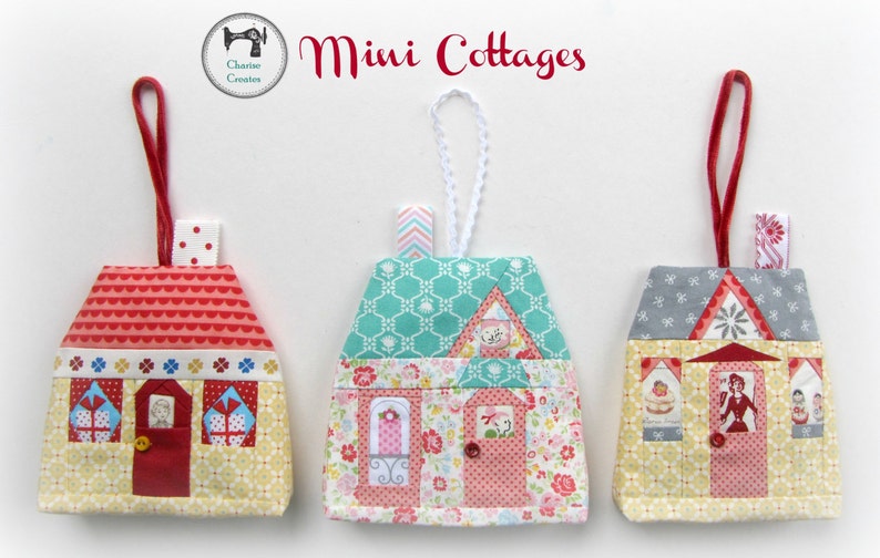 Mini Cottages, Paper piecing Ornament/Sachet Pattern image 6