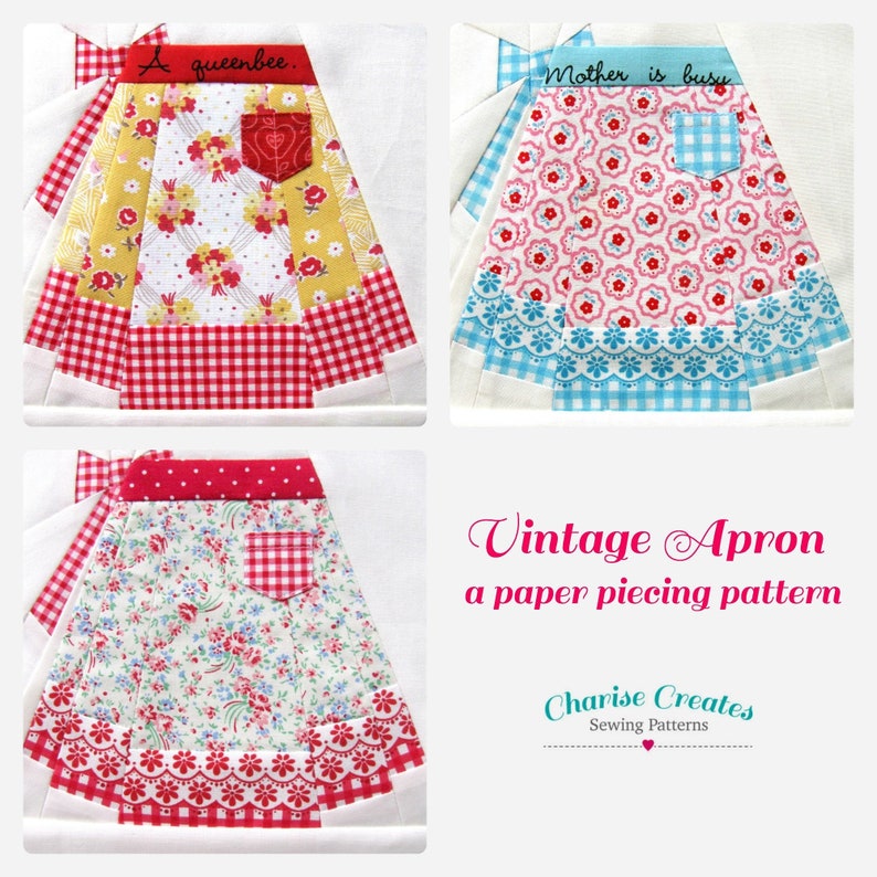 Vintage Apron, a Paper Piecing Pattern image 1