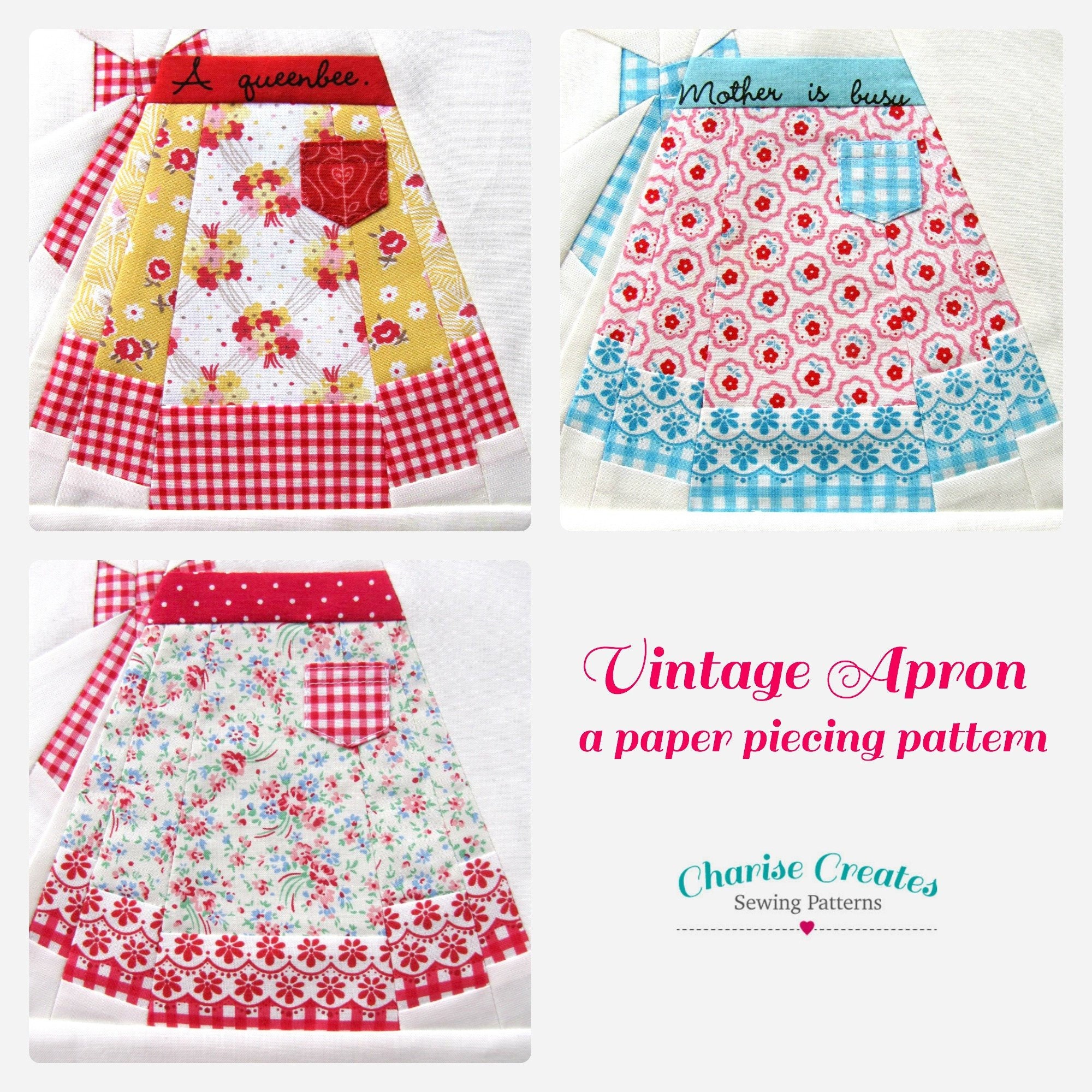 Vintage Apron a Paper Piecing Pattern | Etsy