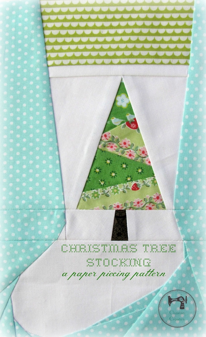 Christmas Tree Stocking, a Paper Piecing Pattern image 1