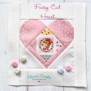 Fussy Cut Heart, a Paper Piecing Pattern