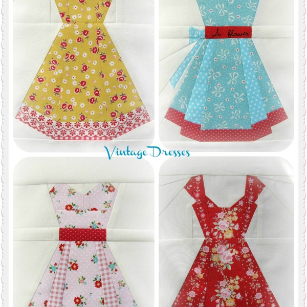 Vintage Dresses, a Paper Piecing Pattern