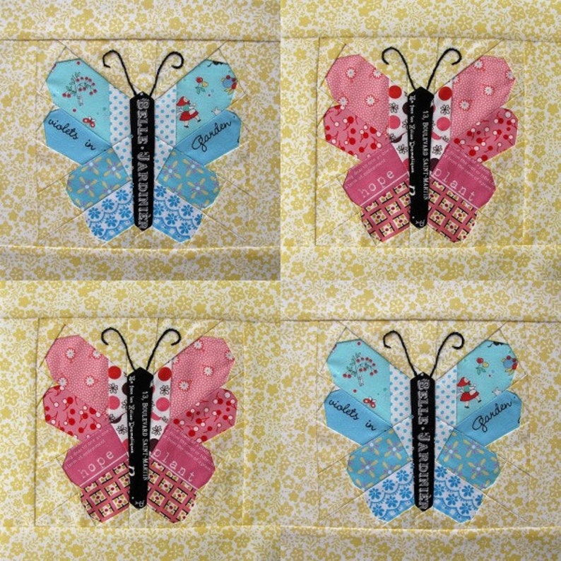 Butterfly Paper Pieced Pattern Etsy Crumb scrappy 2049 patchwork 4th