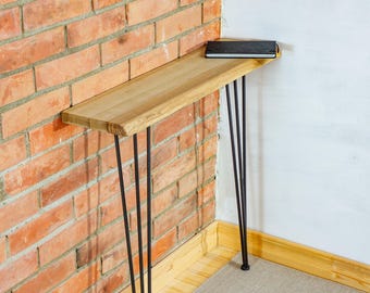 Narrow console table with hairpin legs