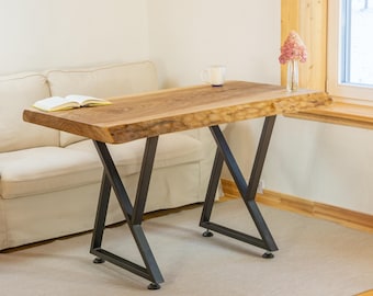 Solid Ash Wood Live Edge Table, One Piece Slab, Handmade Statement Furniture, Executive Desk