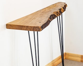Artisan Live Edge Ash Console Table Collection, Unique Canyon Edge & Ombre Fade Designs, Modern Narrow Entryway Furniture, Custom Art Pieces