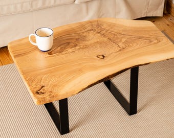Live Edge Coffee Tables,  One-Piece Solid Slab, Handmade Oak and Ash Furniture, Hairpin or U-Shaped Legs, Choose Your Tabletop