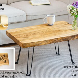 Live edge tabletop option display – each ash slab unique in shape and grain. Choose your favorite piece for your home.