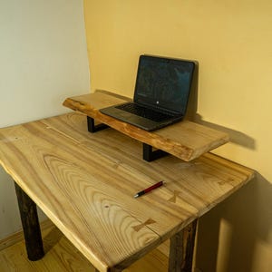 Wood Monitor Stand, Monitor Riser, Laptop Stand, Monitor Shelf, Dual Monitor Stand, Modernoffice, Gift for Him, Free shipping
