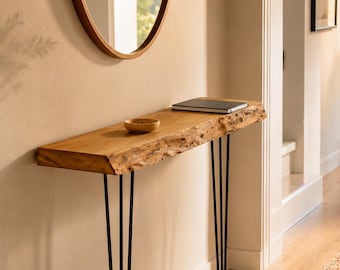 Handmade Live Edge Console That Transforms Small Hallways, Narrow Entryway Table for Cozy Homes