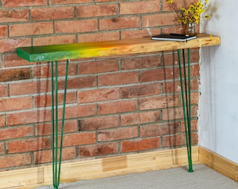 Ręcznie malowany stolik konsolowy z jesionu ombre | Biofilski element artystyczny