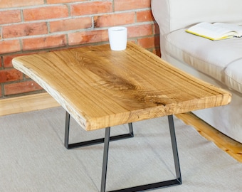 Live Edge Coffee Table, Solid Oak Slab, Handmade Furniture