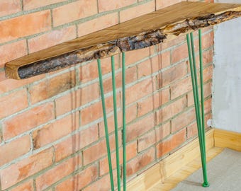 Live Edge Console Table, Sculptural Canyon Edge, Solid Ash Wood Narrow Entryway Table